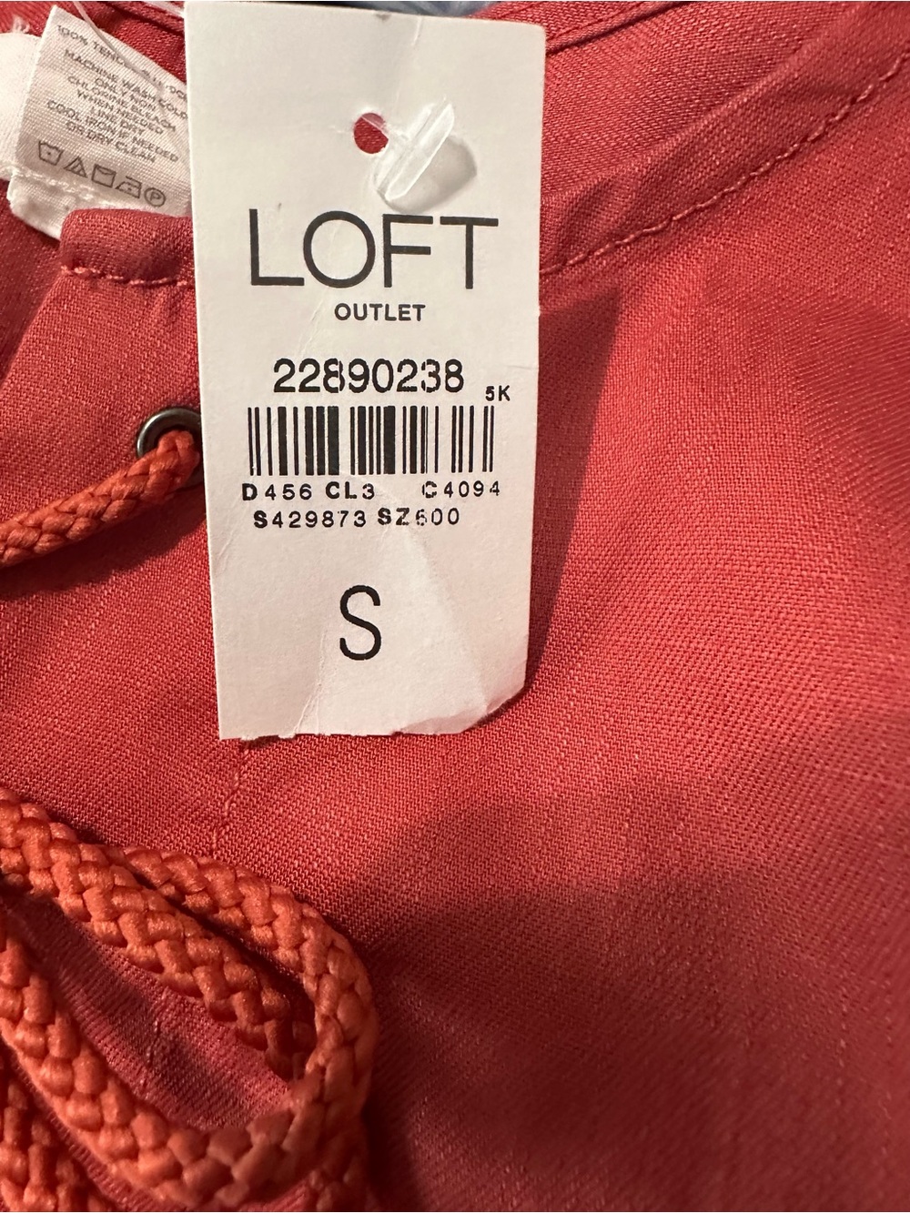 LOFT Outlet Coral Sleeveless Shift Dress NWT Small Lace-Up Neck Resort Vacation - Picture 7 of 7